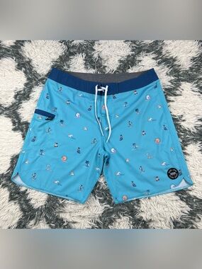 Ron Jon Surf Shop Men’s Blue Board Shorts Surf Swim Size 34